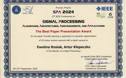 Best Paper Presentation Award in the Session on Image Processing I