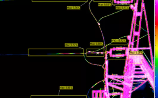 Thermal image of the tested MV line post
