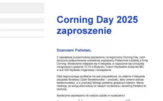 Zaproszenie na Corning Day 2025