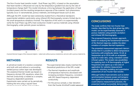 Non-Fourier heat transfer in porous material with experiment using periodic power excitations and IR thermography