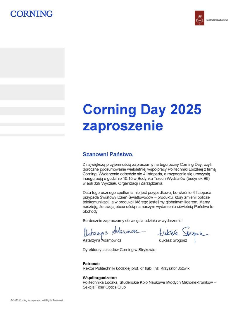 Zaproszenie na Corning Day 2025