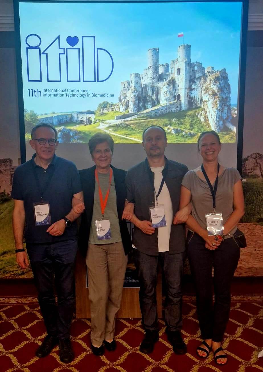 Konferencja ITIB2026 - od lewej: prof. Michał Strzelecki, prof. Ewa Pietka, prof. Adam Piórkowski, dr inż. Elżbieta Pociask